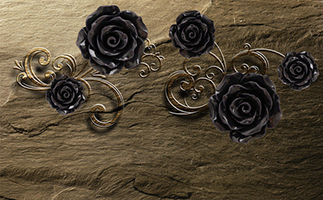 Черные розы на камне