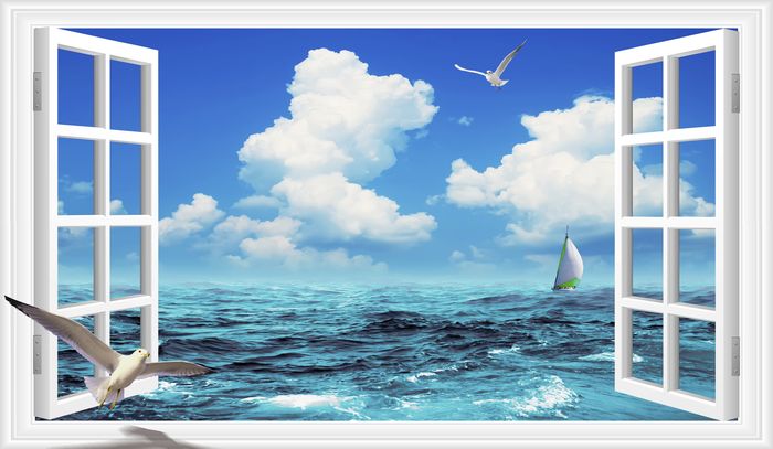 3D Фотообои Распахнутое в море окно 3D Фотообои Распахнутое в море окно<br>kit: None; gender: None;