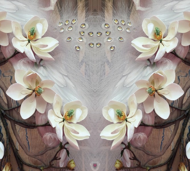 3D фотообои Фотошторы «Объемные цветущие ветки» вид 1