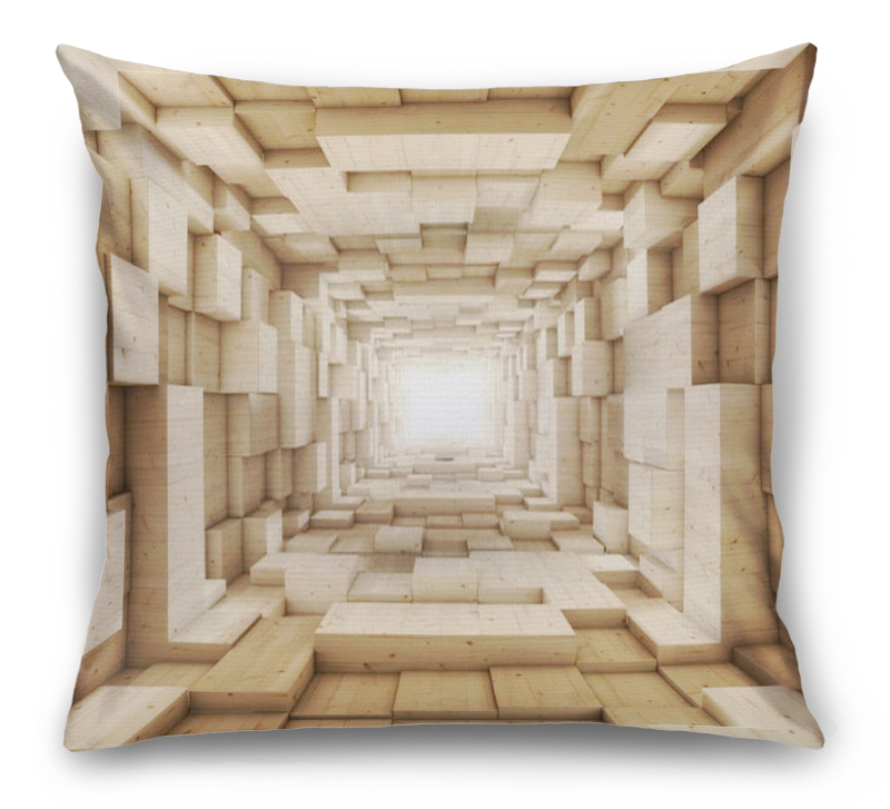 3D Подушка «Тоннель из деревянных кубов» вид 6