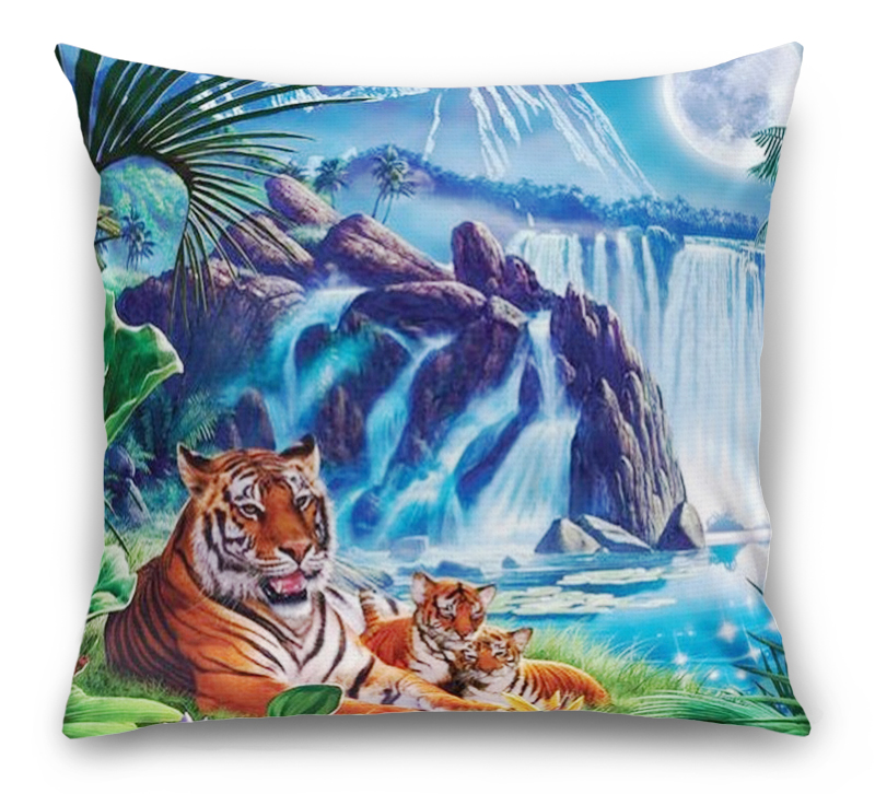 3D Подушка «Тигры.Тропическая ночь» вид 1