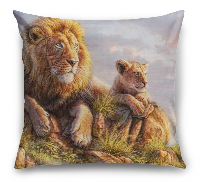 3D Подушка «Величественные львы» вид 1