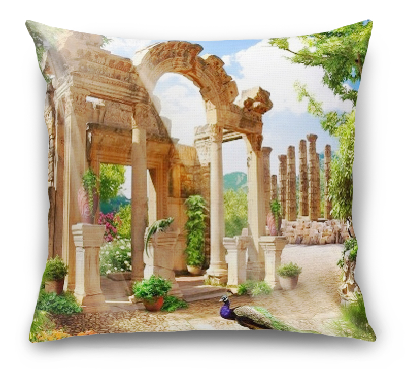 3D Подушка «Развалины в саду» вид 6