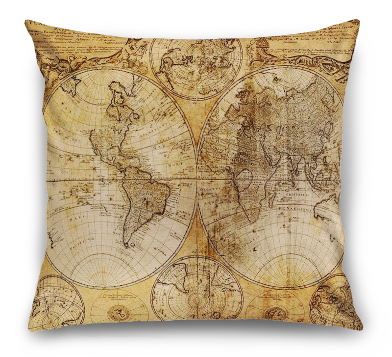 3D Подушка «Старая карта мира»  вид 6
