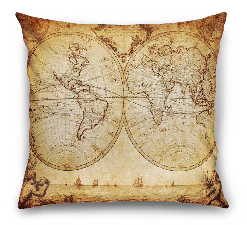 3D Подушка «Старинная карта мира» вид 6