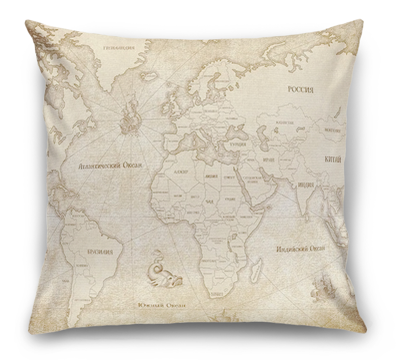 3D Подушка «Карта мира в винтажном стиле» вид 6