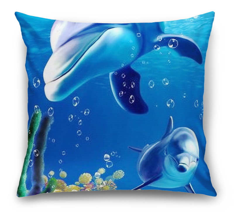 3D Подушка «Дельфины в океане» вид 1