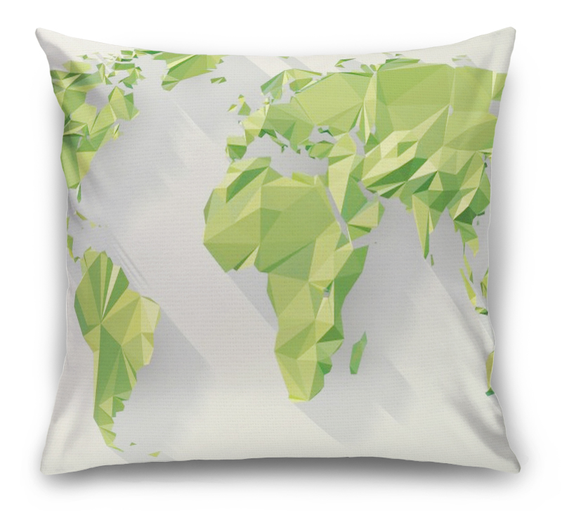 3D Подушка «Зеленые континенты из полигонов» вид 1