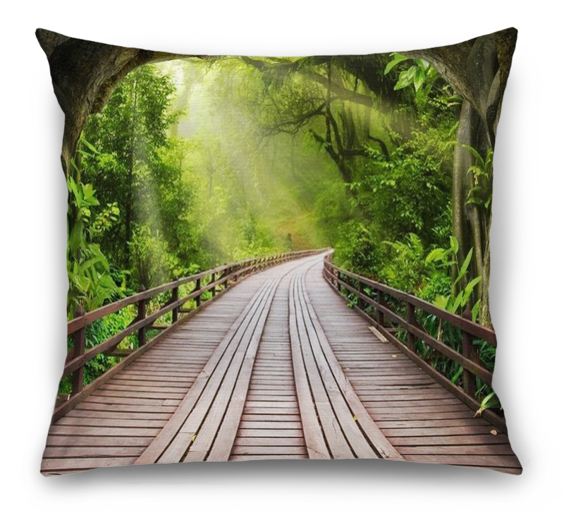 3D Подушка «Мост в тропическом лесу» вид 1