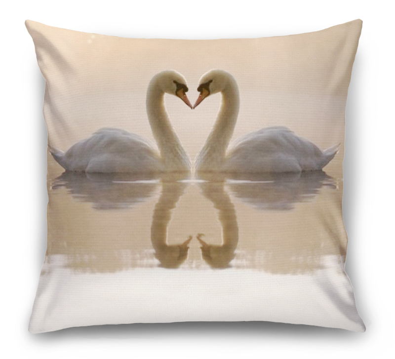 3D Подушка «Влюбленные лебеди» вид 1