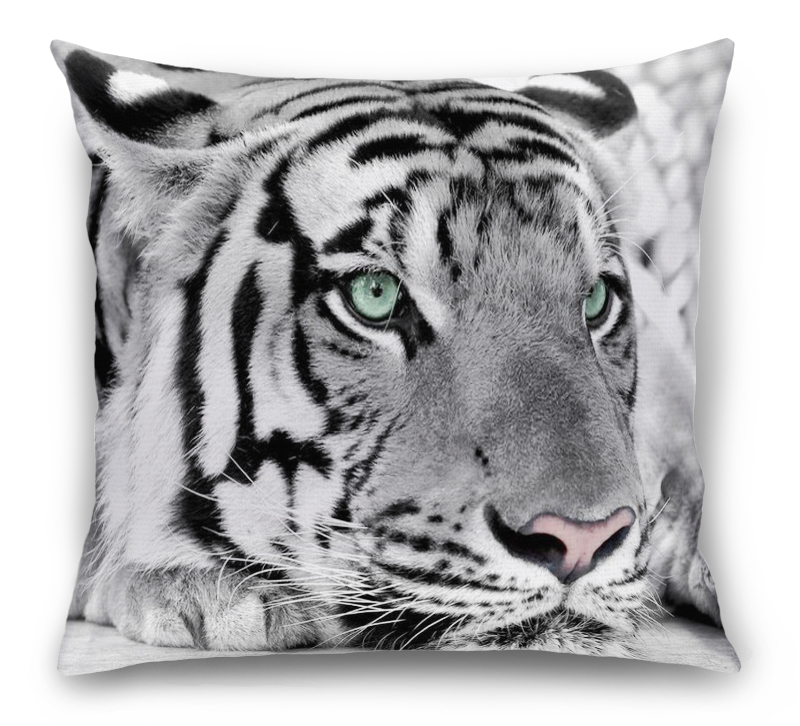 3D Подушка «Тигр черно-белые»  вид 6