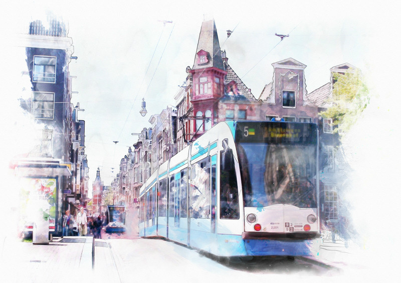 3D фотообои 3D Фотообои «Европейский трамвай» вид 1