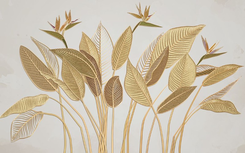3D фотообои 3D Фотообои «Золотые листья» вид 1