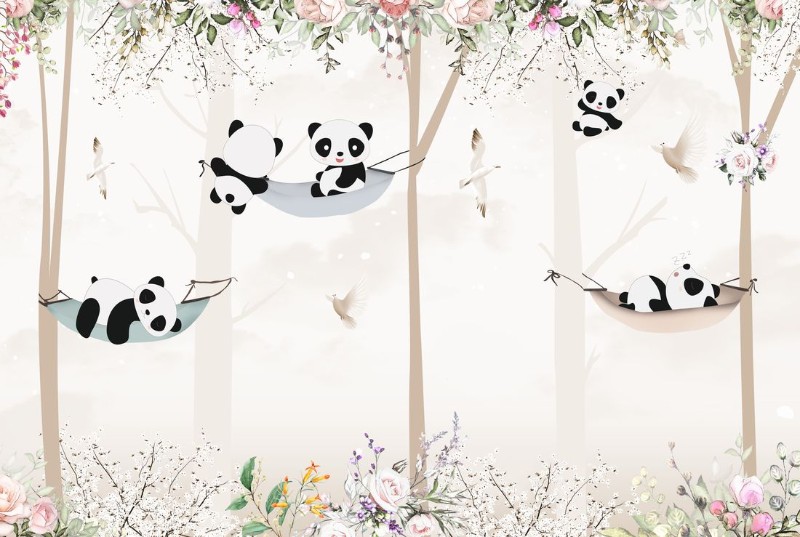 3D Фотообои «Забавные панды» - купить в Москве, цена в Интернет-магазине Обои 3D