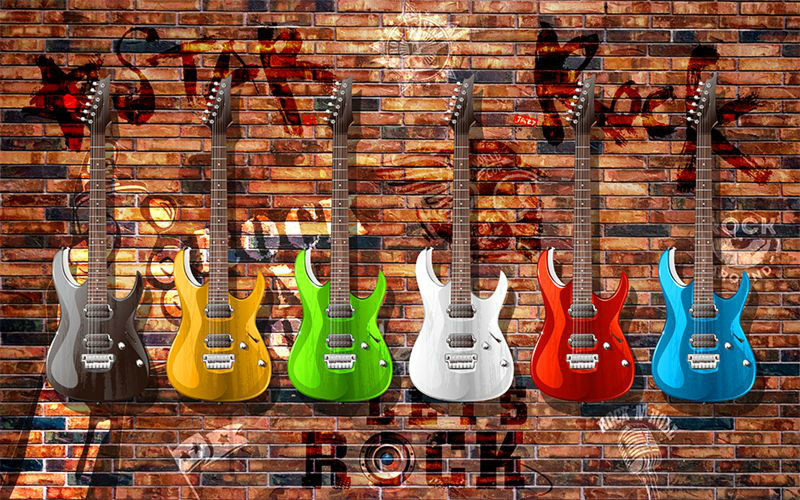 3D фотообои 3D Фотообои «Лофт гитары» вид 1