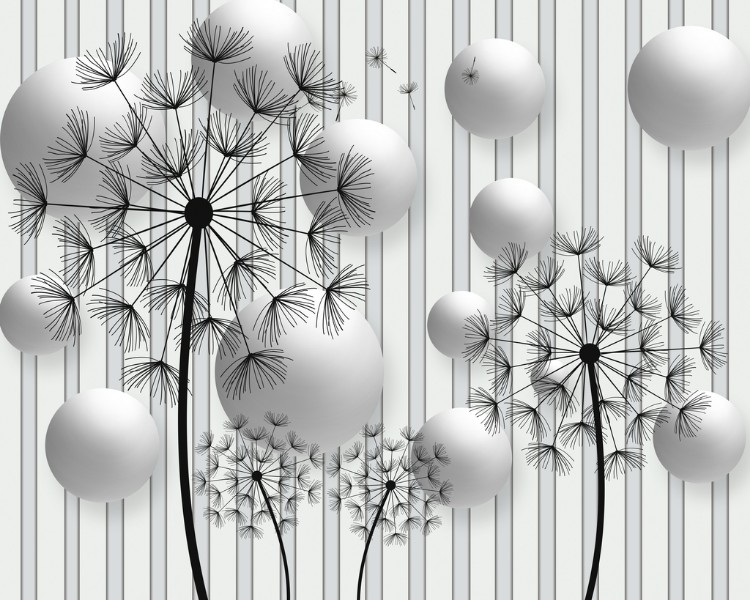

3D Фотообои "Абстракция с одуванчиками" 300x240