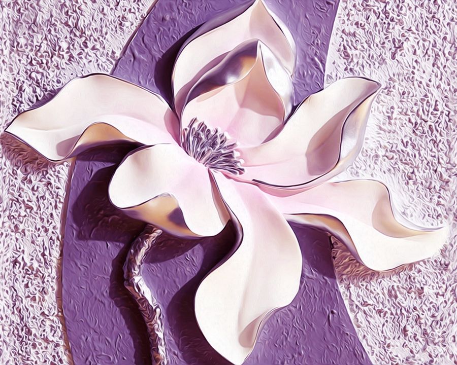 

3D Фотообои "Фиолетовые магнолии на рельефном фоне" 300x240