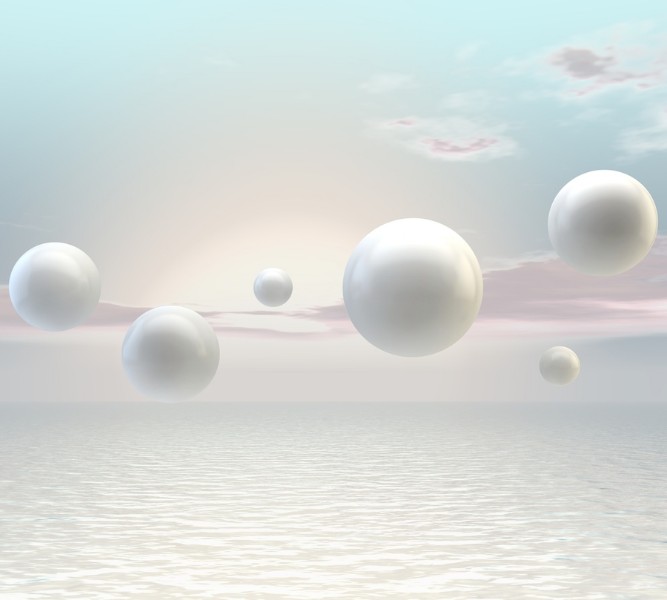 

3D Фотообои "Жемчужины парящие над океаном" 300x270