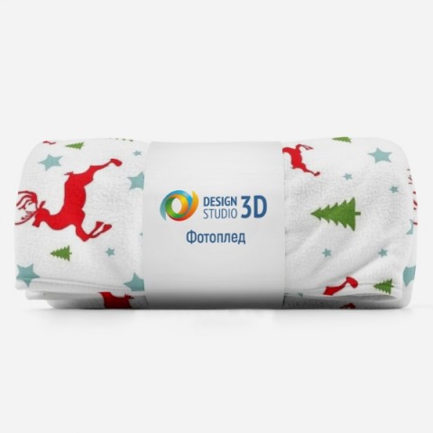 Новогодний 3D плед «Композиция с оленями» вид 6
