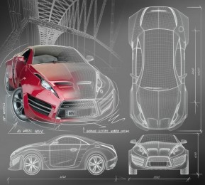 Шторы для ванной «Красное авто схема»