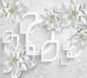 Шторы для ванной «Белоснежные фарфоровые цветы»