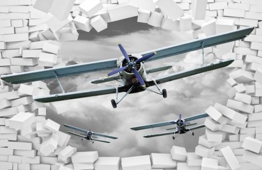 3D Ковер «Самолеты сквозь стену»