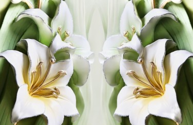 3D Ковер «Зеленые лилии из керамики» 