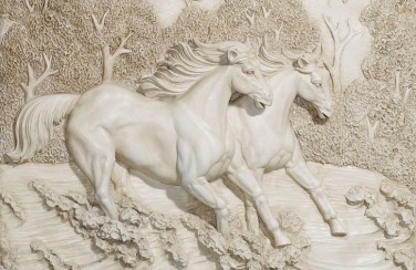 3D Ковер «Лошади на рельефном фоне» 