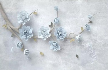 3D Ковер «Каменные розы на ветке»
