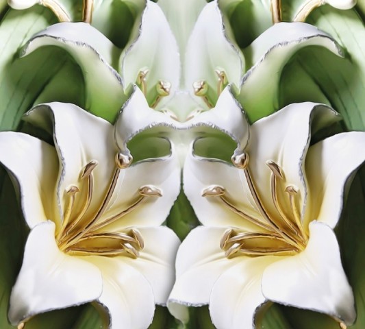 Дорожка сервировочная «Зеленые лилии из керамики» вид 1