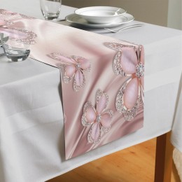 Сервировочная дорожка «Клевер с бриллиантами в нежно-розовых тонах»