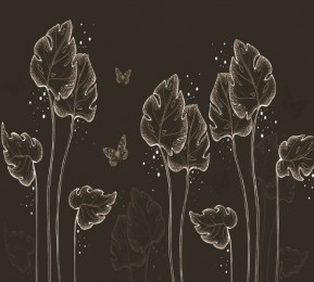 Фотошторы «Бабочки в листьях. Тёплая ночь»