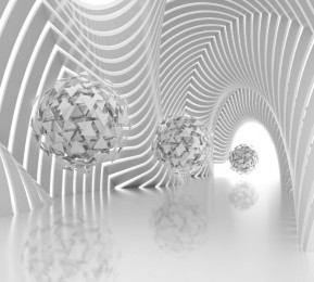Фотошторы «Абстрактная композиция со сферами из треугольников»