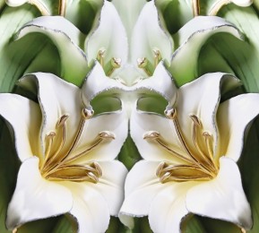 Фотошторы «Зеленые лилии из керамики»