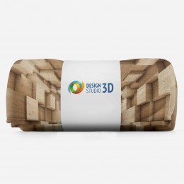 3D плед «Тоннель из древесных кубов»