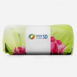 3D плед «Тюльпаны на зеленом фоне»