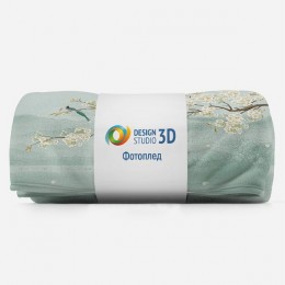 3D Плед «Лодка под цветущими ветвями»