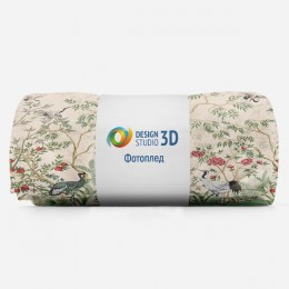 3D Плед «Сад с журавлями»