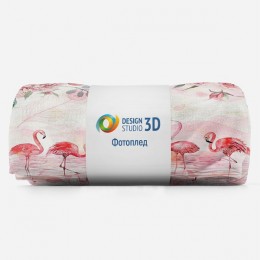 3D Плед «Озеро с фламинго»