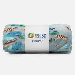 3D Плед «Перья в паутине из полигонов»