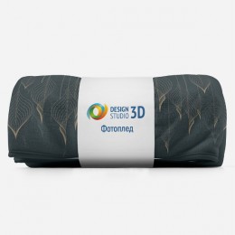 3D Плед «Золотые ниспадающие листья на нефритовом фоне»