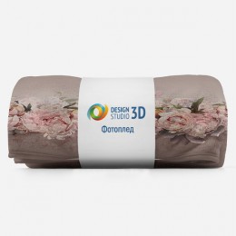 3D Плед «Пудровые пионы»