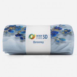 3D Плед «Роскошная ветвь цвета индиго»