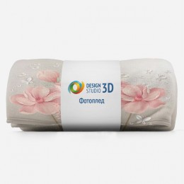 3D Плед «Нежные цветы с объемными бабочками»