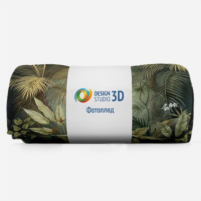 3D Плед «Тропики с золотым отливом» Тропикалия