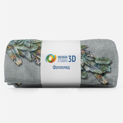 3D Плед «Букет из неоновых листьев» Тропикалия