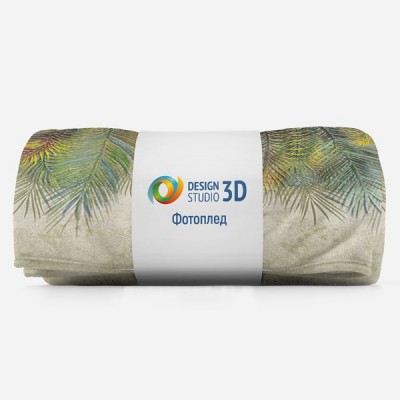 3D Плед «Занавес из ярких листьев на светлом фоне» Тропикалия