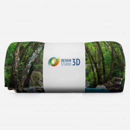 3D плед «Водопад в зеленом лесу»
