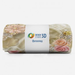 3D Плед «Цветы с инкрустацией из драгоценных камней»