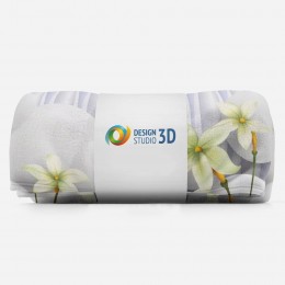 3D плед «Нежно-салатовые цветы на объемном фоне»